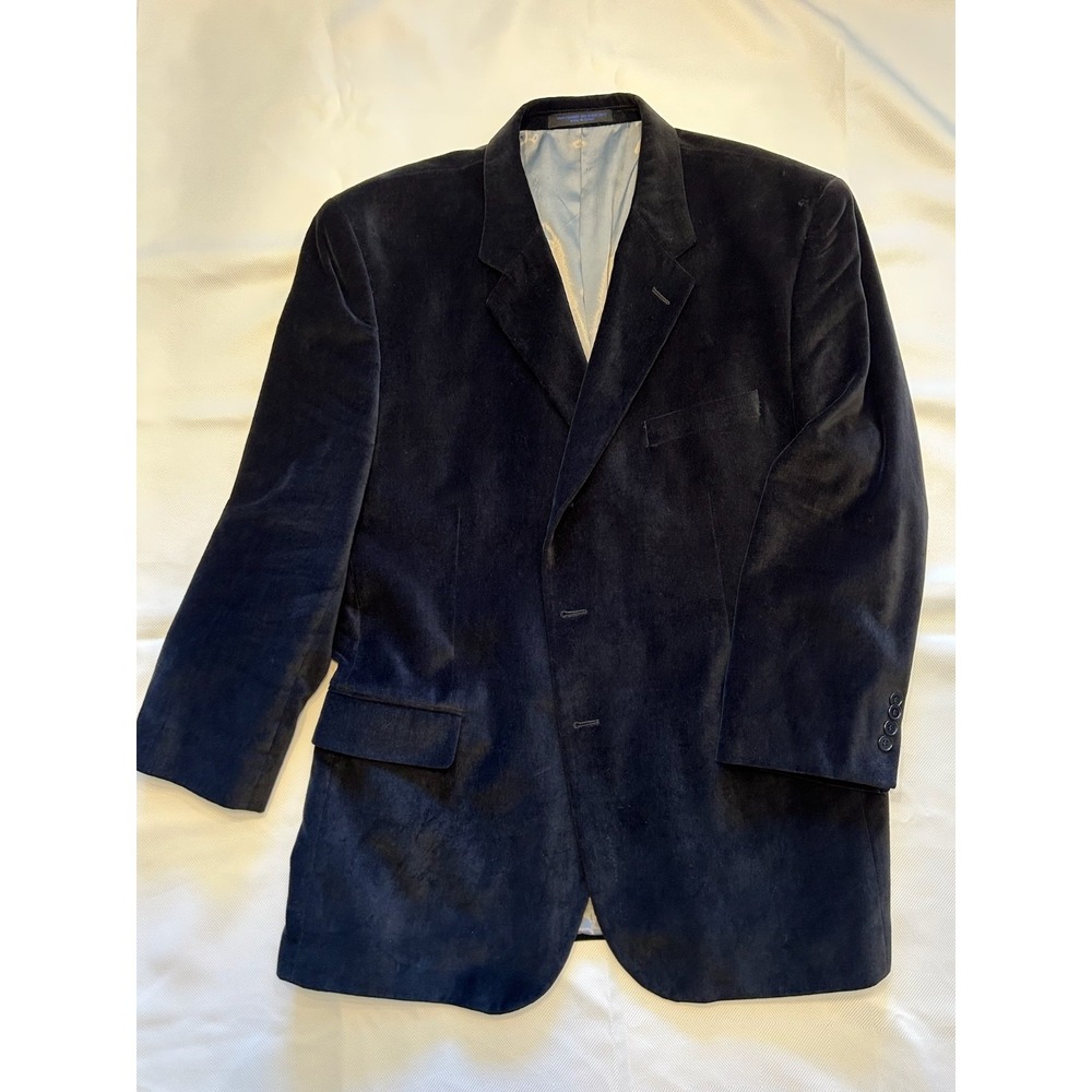 Midtown Man Blazer Mens 46R Black Velveteen Suit Jacket Sport Coat